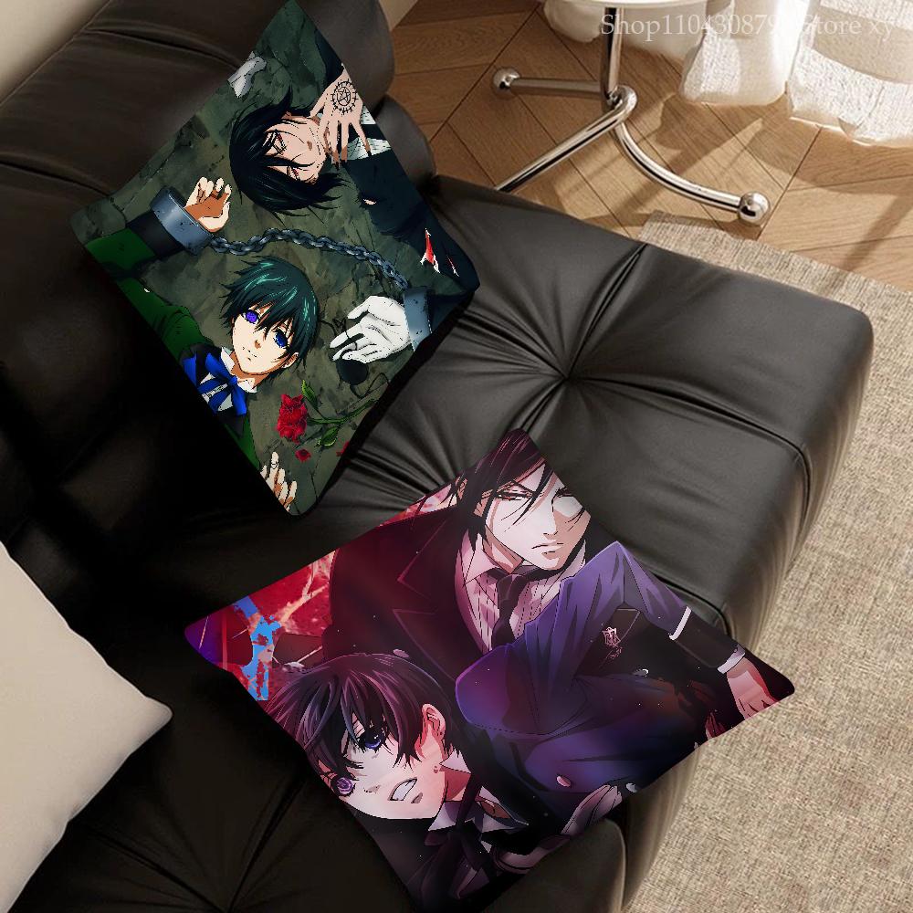 Black Butler Anime Kuddfodral Mode Fyrkantigt Kuddfodral Sovrum Soffa Rum Ins Dekoration Fritid Kuddfodral 40x40