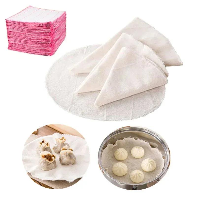 NEW 5Pcs Cotton Steamer Cloth Round Gauze Drawer Mat Stuffed Buns Steamed Bread Kitchen