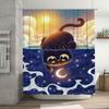 Cat Moon Night Sky Clouds Shower Curtain Fantasy Blue Starry Evening Bath Decor Perfect Gift for Cat Lovers