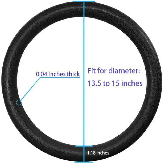 Universal Black Car Steering Wheel Cover: RPKEY 13.5 To 15 Inches Silicone Steering Cover Compatible With Most Car Models Including Round D Shape