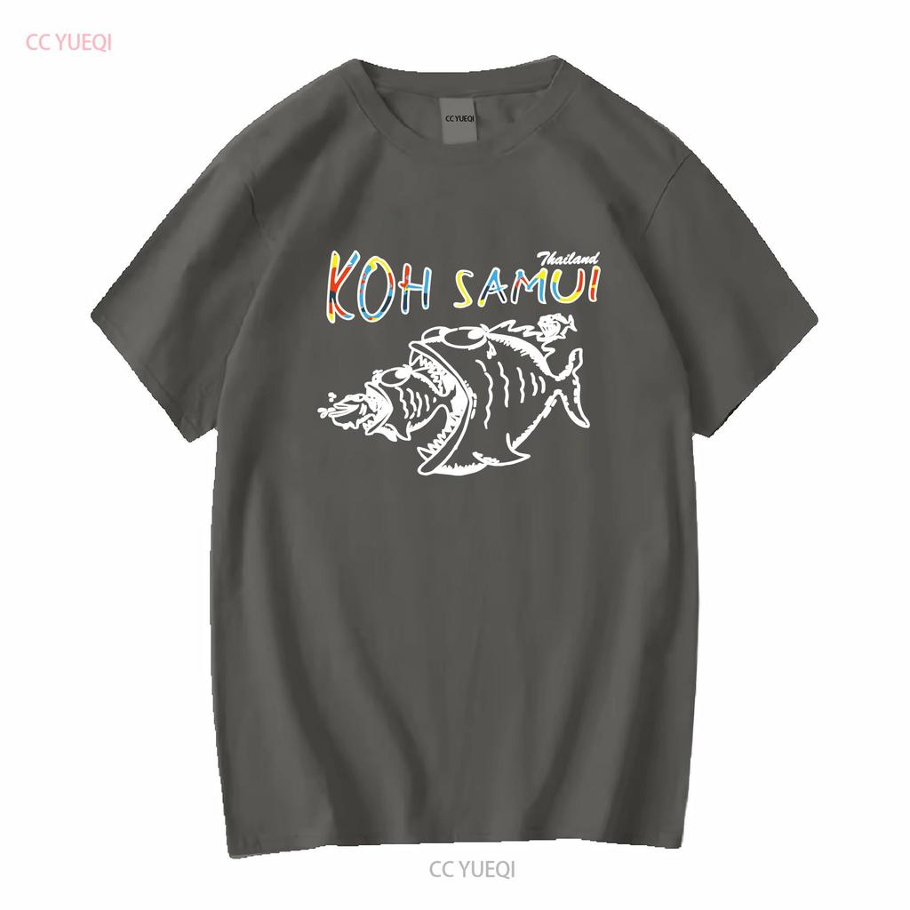 Vintage Thailand T Shirt Koh Samui Island Life Fish Bubble Print Medium Tourist Vintage Washed Fashion Breathable Stylish