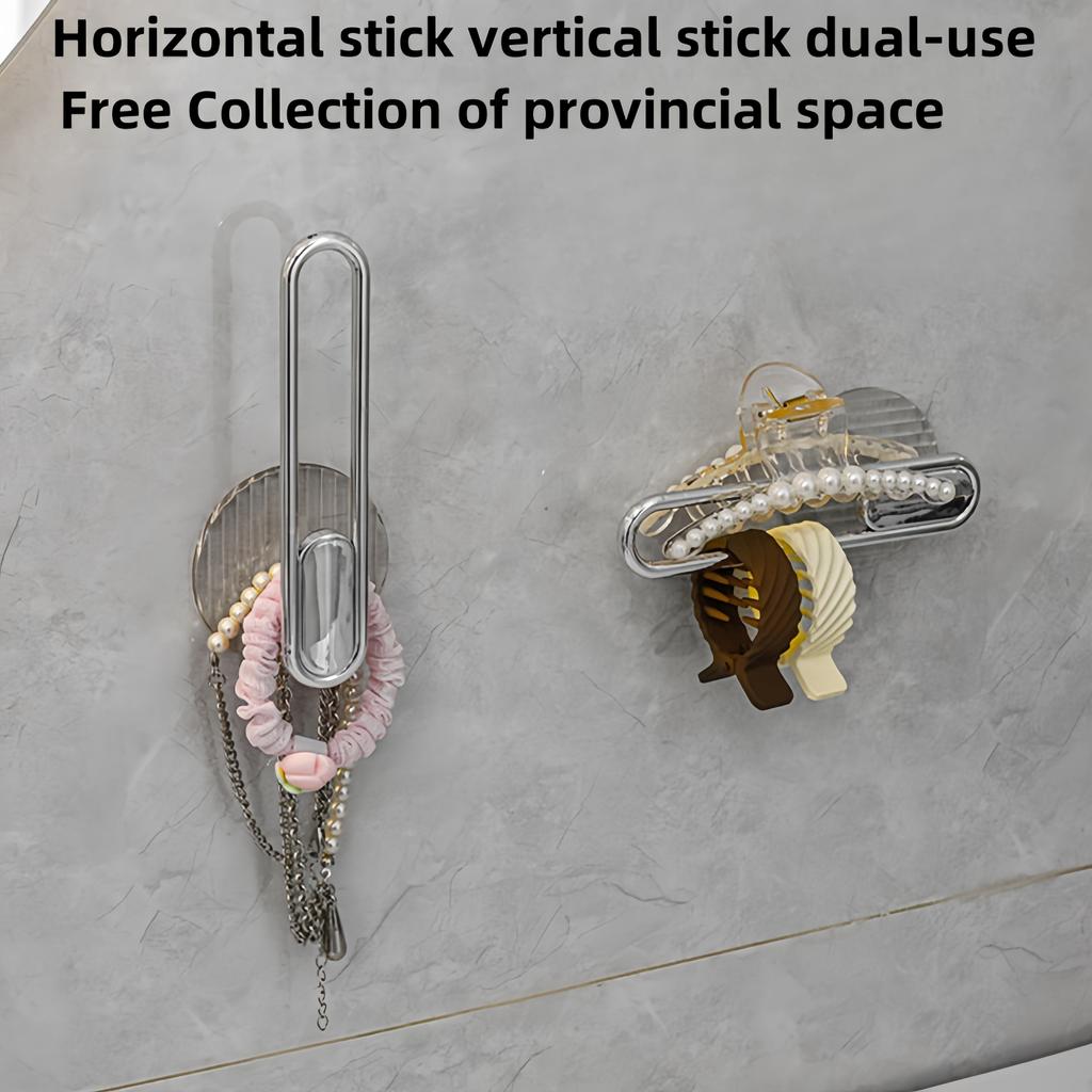 Luxury Wall-Mounted Hair Accessory Organizer Hooks - No-Drill, Adhesive, Traceless, Dual-Long Stick for Headbands & Scrunchies Storage, Easy Install