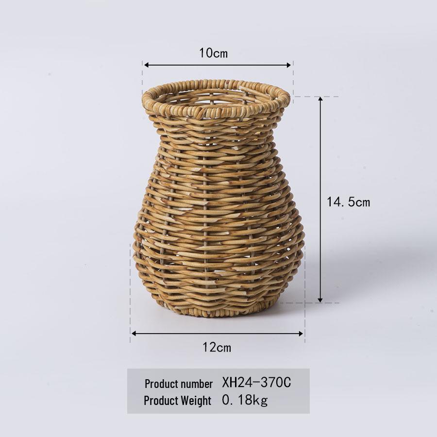 Pastoral Decorative Handwoven Rattan Vase for Indoor Use