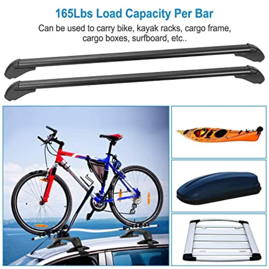 Universal 43 Aluminum Roof Rack Cross Bars with Anti-Theft Lock for 42.9-44.9inch Bare Roof Adjustable Window Frame Black Suppo