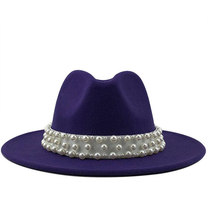 European and American Metal Leaf Women Woolen Hat Jazz Hat Autumn and Winter British Retro Top Hat Women