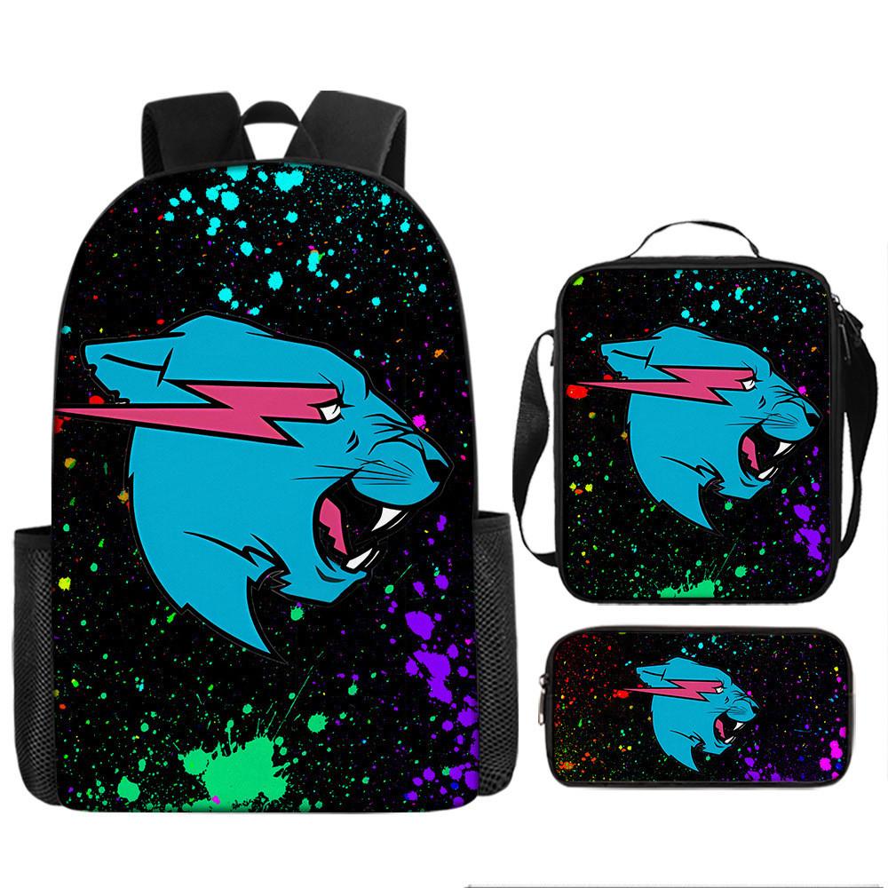Mr Beast Lightning Cat 3d Print School Backpack With Breathable Oxford Fabric For Kids