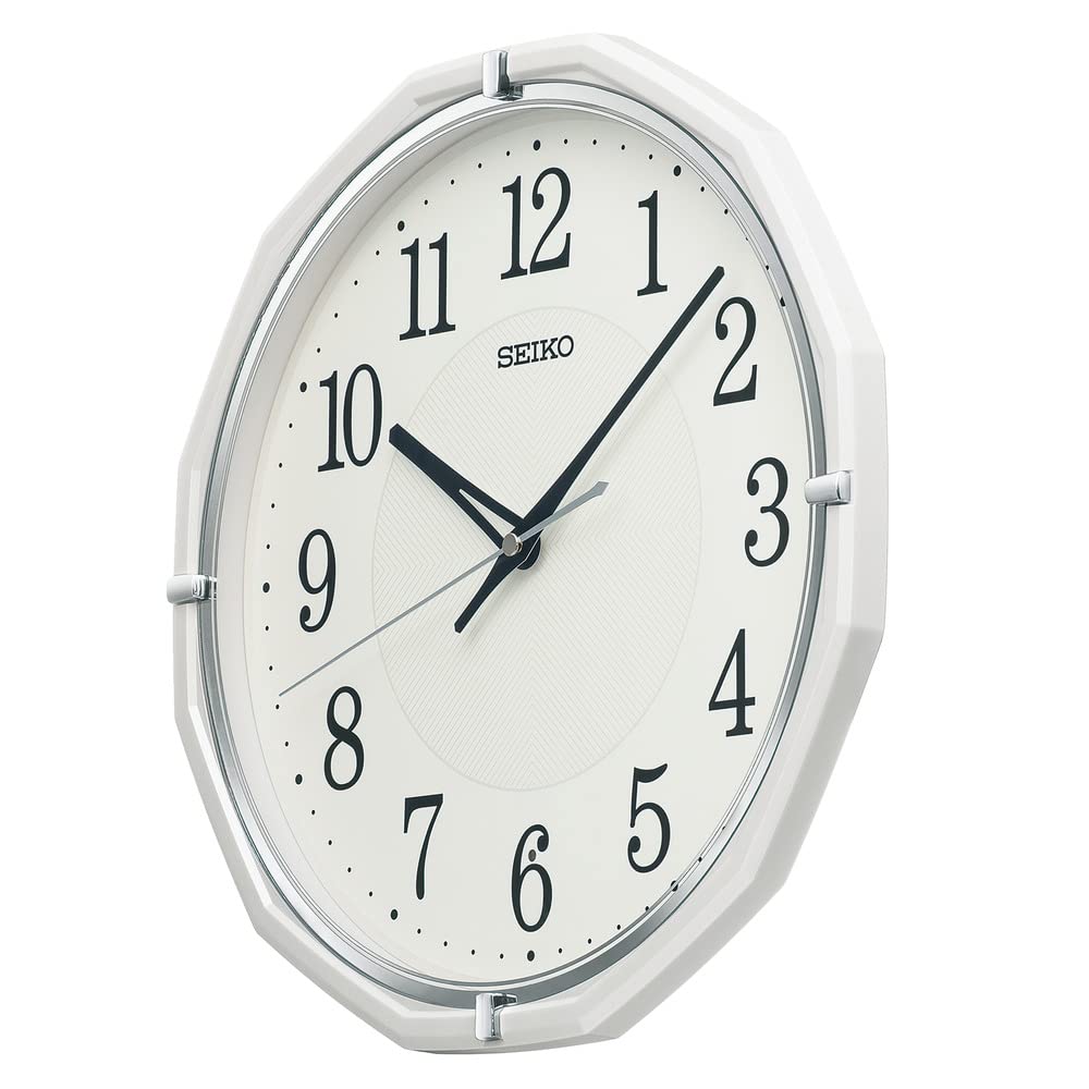 Seiko Clock KX274W Analog Wall White 305 X 305 X 47mm Radio-Controlled Clock, Pearl,