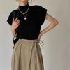 1 Stück Hemd und Blusen Büro Dame Mode Sommer Frau Stehkragen Strickweste Locker Elegant Oberteile Kurzarm