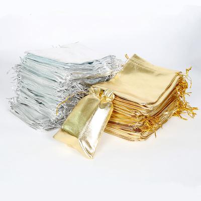 10 peças saco de presente de organza para festa de aniversário de casamento saco de doces ouro prata joias saco de presente