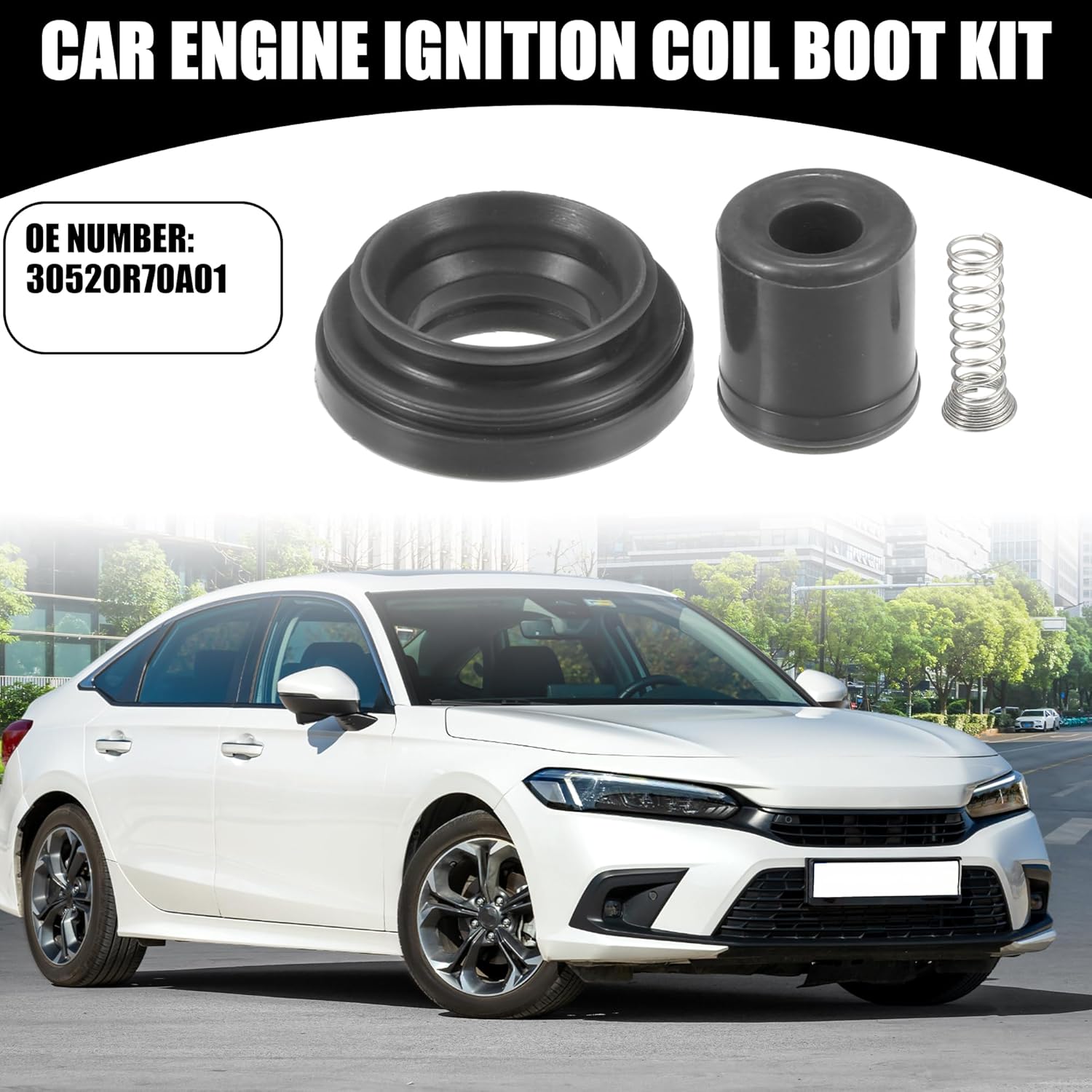 

Engine Ignition Coil Boot Kit No.30520R70A01 - Car Inner - for Honda Pilot 2003-2014 Rubber Black - 6 Set