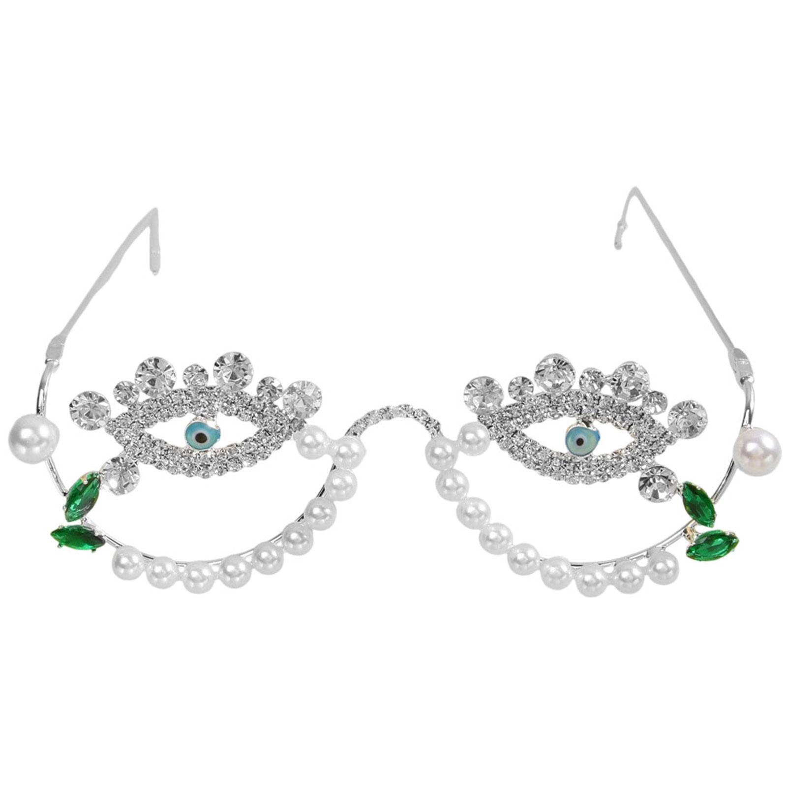 

Модная металлическая оправа для очков без линз с декоративными стразами, декоративные очки для фотосессий T4