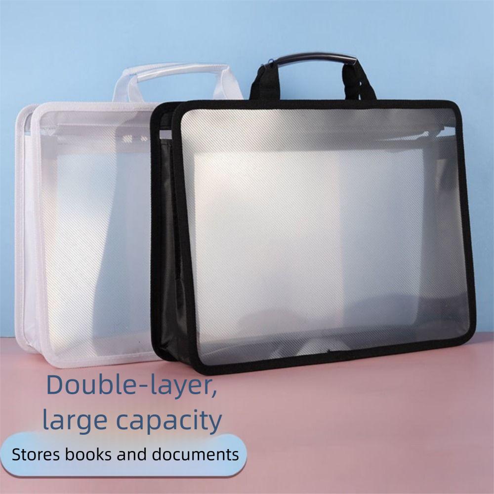 Large Capacity Transparent A4 Handbag Waterproof File Storage Bag Students Portable Bag  Office