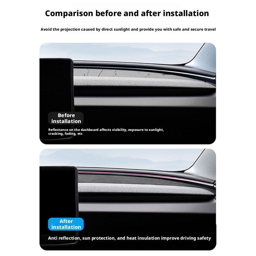 For Tesla Model Y Juniper 2025 Highland Suede Dashboard Cover Pad Anti-UV Dash Mat Sun-shading Pads For Tesla 2017-2025