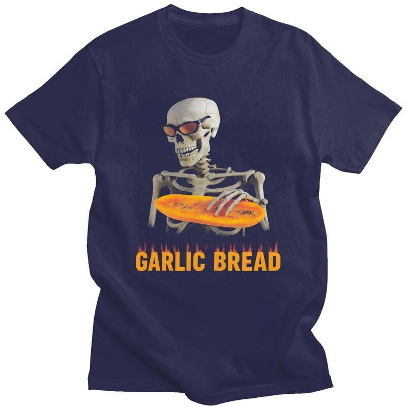 Garlic Bread Skeleton Meme TShirt Pure Cotton Tees Shirt Summer O Neck Tshirt Casual ShortSleeve Clothing For Men Birthday