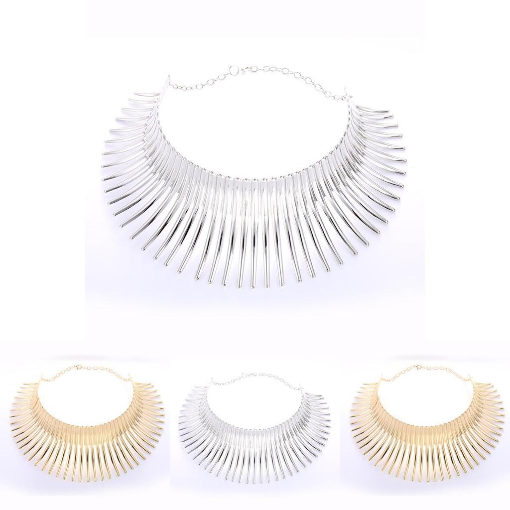 Fashion Solid Color Curved Design Women Metal Necklace Collar For Streetwear And Party Wear