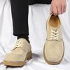 Derby Shoes 2025 New Low-top Cattle Cashmere Men's Retro Tooling Shoes with High Platform and Summer Breathable Fur Shoes