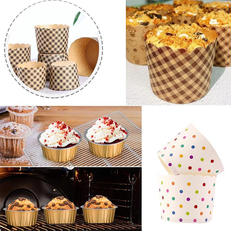 Disposable Baking Cups with Lids Aluminum Foil Cupcake Liners Colorful Polka Dot Paper Muffin Holders Round Cupcake Molds