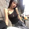 American Spice Girl Black Oblique Shoulder Suspender Vest Women's Summer Niche Design Sense Slim Short Off-Shoulder Top Outside Wear