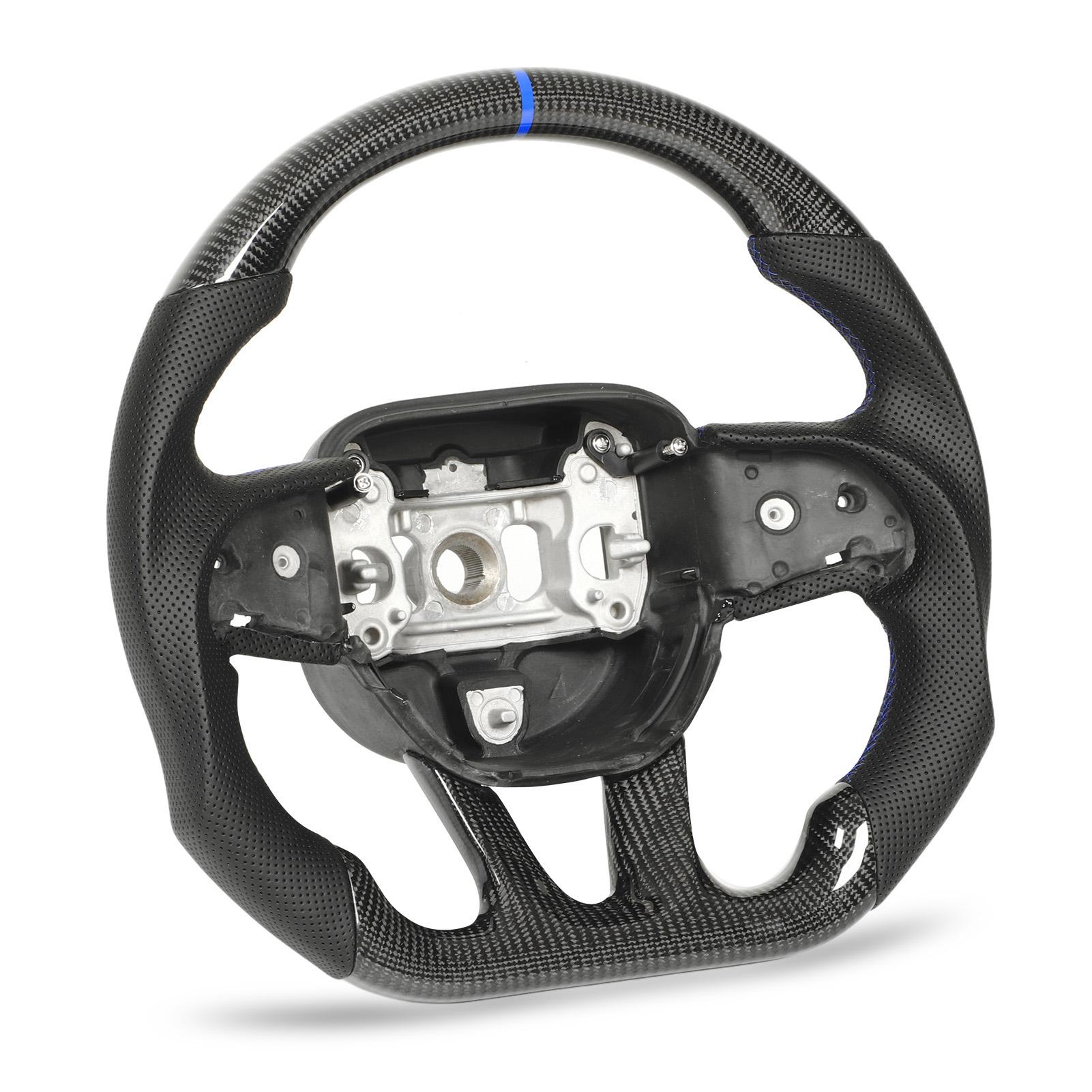 

Замена рулевого колеса из углеродного волокна с перфорированной кожей для Dodge Challenger Charger SRT HELLCAT