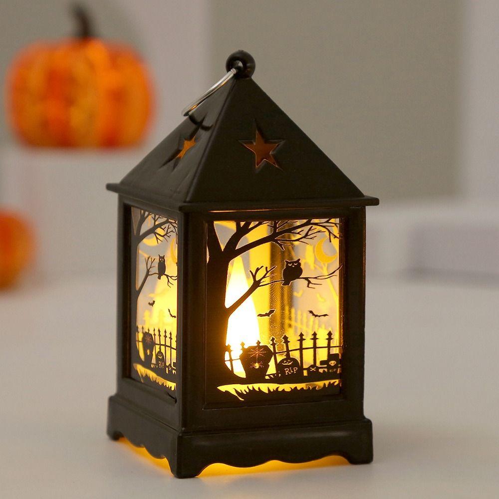 

Pumpkin Halloween Wind Lantern Witch Candlestick Wind Lamp Retro Halloween Decorations Owl style