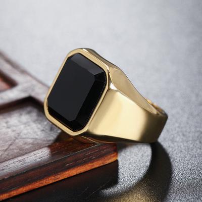 2026 Jewelry, European and American Simple Personalized Black Agate Gemstone Men's Jewelry Accessories Ring