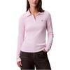Soft Knit Ribbed Collar Fitted Long Sleeve Polo Shirt Women Tops LV047E203G-TN9