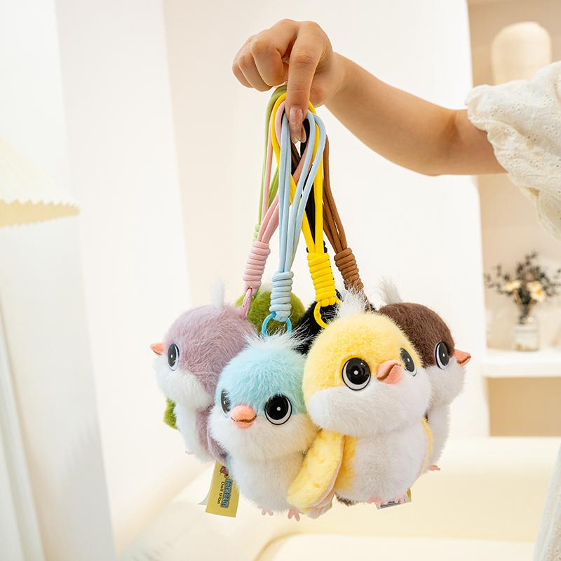 Cartoon Sparrow Plush Toy Stuffed Fat Round Birds Animal Doll Gentle Adorable Bird Pendant Key Chain Sweet Gifts Car / Bag Decor