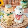 Yousheng Disposable Cup with Lid And Straw Ergonomic Bear-Shaped Plastic Tumbler Drinkware Home Office Bar Daily Use