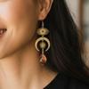Bohemia Retro Gold Color Celestial Sun Moon Orange Glass Crystal Snake Dangle Earrings for Women Vacation Witchy Jewelry Gifts