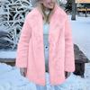 Women's Fashionable Warm Long Sleeve  Solid Color Furry Collar Coat