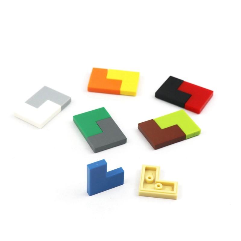 60pcs MOC Brick Tile 2x2 Corner Thin 2+1 Dots Educational Enlighten Children Kids Toys 60pcs Building Blocks Tile 14719