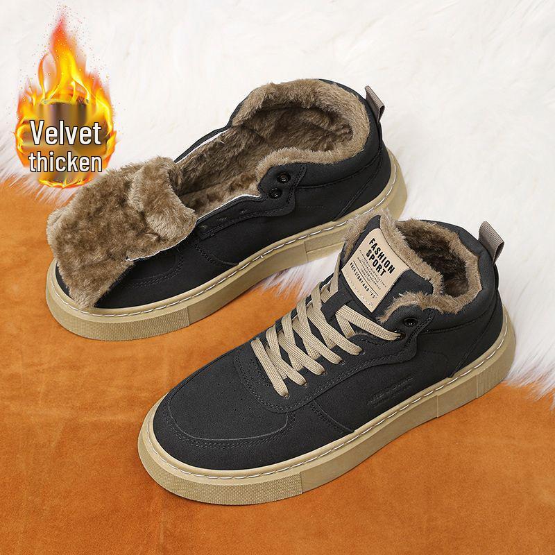 Pánské zateplené retro zimní tenisky s vysokým svrškem a sametovou podšívkou