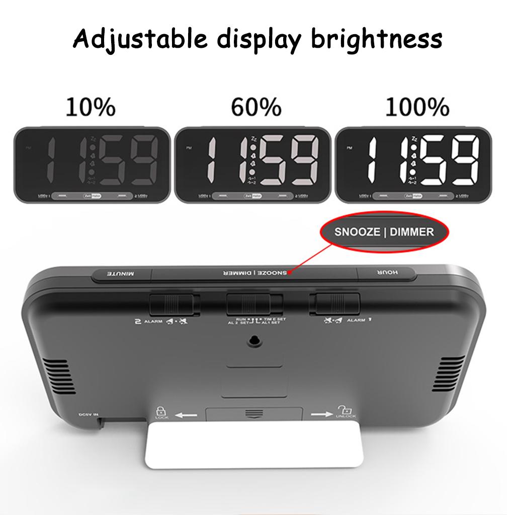 Buy Digital Alarm Clock with 2 USB Charger Ports 12/24H 3Level