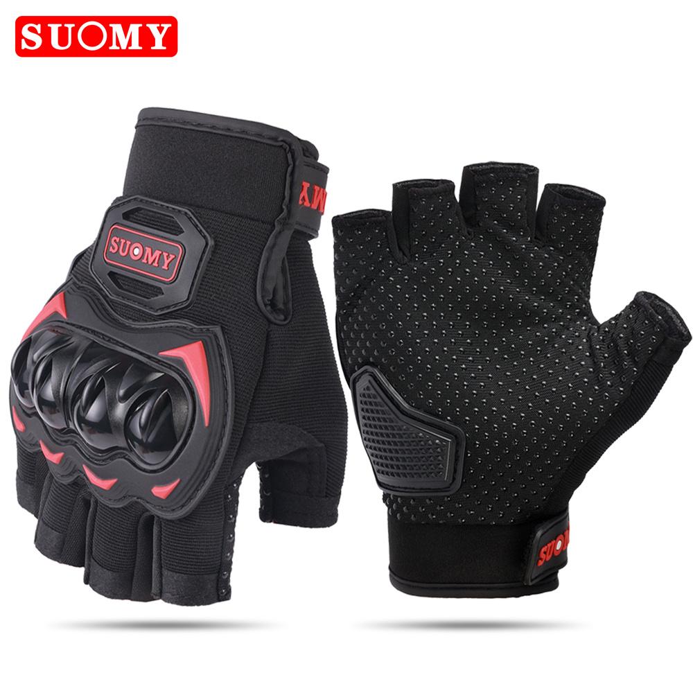 SUOMY Summer Men Half Finger Motorcycle Gloves Women Red Non-slip Motocross Racing Fingerless Gloves Moto Biker Cycling Gloves