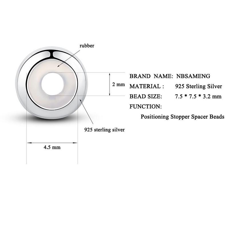 925 sterling silver Charm Spacer Stopper Interval Beads Fit Women Bracelet Bangle DIY Jewel