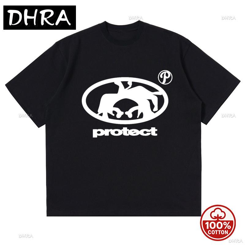 Unisex Tshirt 100 Pure Cotton Top Summer Harajuku Short Sleeved Tshirt Protect Wild Rhino Silhouette Graphic Oversized Tshirt