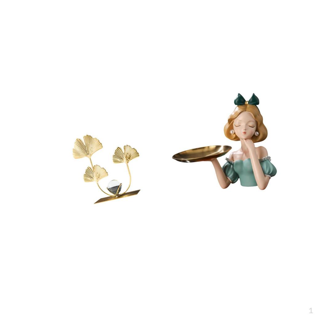 Leaves Princess Statue Bookshelf Sculpture Resin Key Holder Tray Birthday Housewarming Gift Bedroom