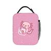 Cute Axolotl Salute Lunch Bag School Lunch Box For Men Fashion Print Thermal Tote Handbags Oxford Portable Zipper Cooler Bag