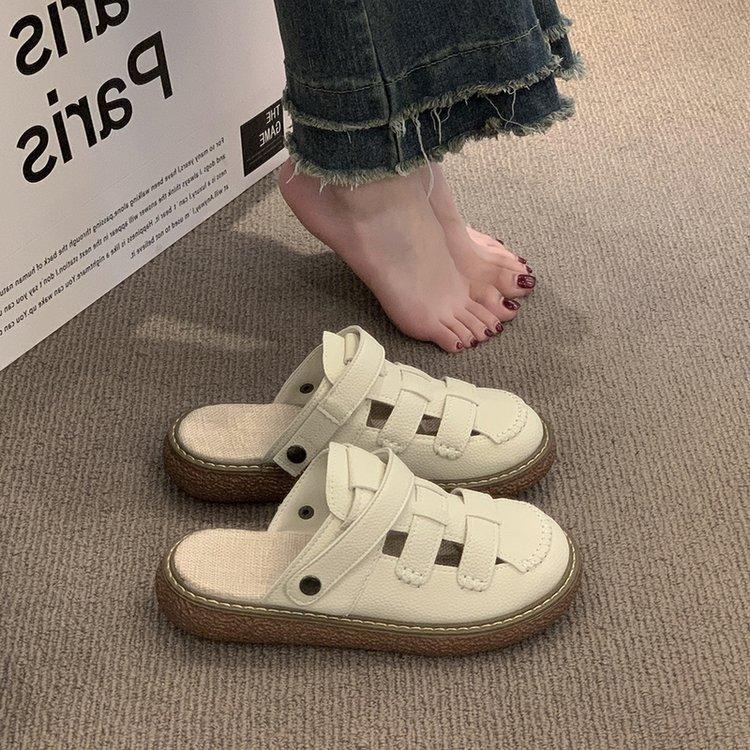 Sandals for women 2025 new style summer double wear thick soled half slippers summer soft soled beach Roman shoes