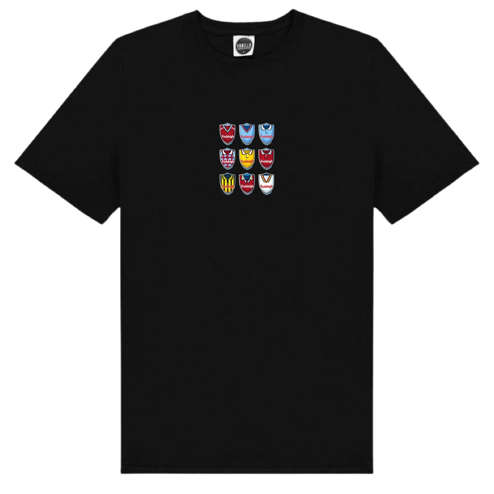 Burnley FC Shields Shirts Of The Past Premium Cotton Unisex Adult T-Shirt XL