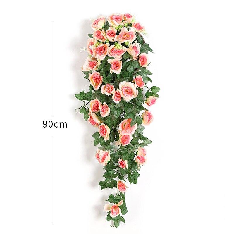 Artificial Rattan Vine Decoration Wall Hanging Roses Home Decor Wedding Door Christmas Fake Flower