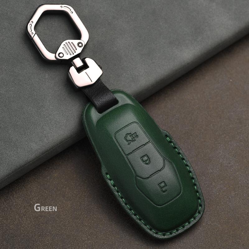 Leather Car Key Cover Case For Ford Mondeo Ranger S C Max Explorer 5 Fiesta ST F15 Mk4 MK3 MK5 Ring Accessories Key Chain