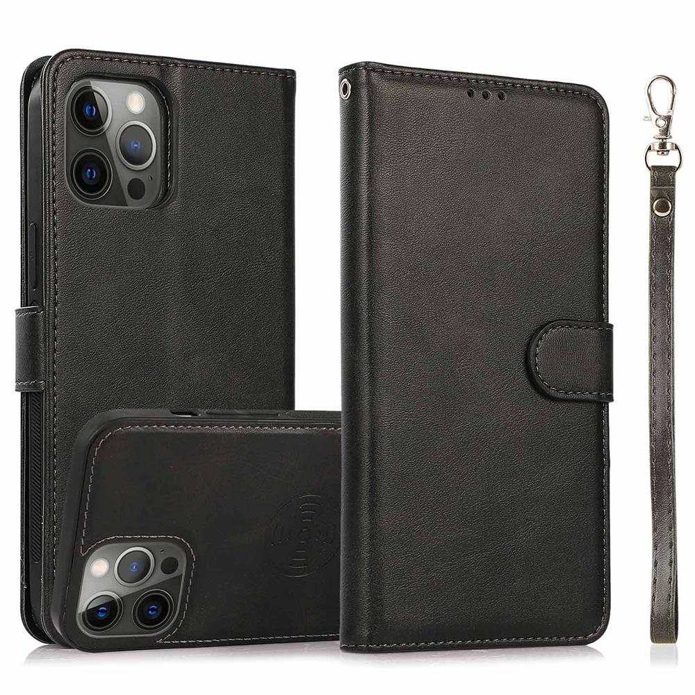 For iPhone 16 Pro Case Magnetic Detachable 2-in-1 Wallet Stand PU Leather Phone Cover