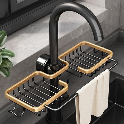 Kitchen Sink Drain Rack Sponge Aluminum Storage Faucet Holder Soap Drainer Shelf Holder Basket Organizer Bathroom Accessories