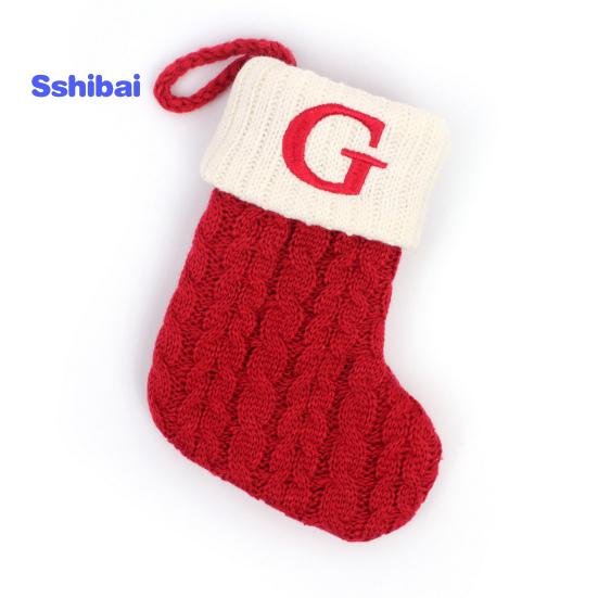 Christmas Sock Ornament with Lanyard Large Capacity Rich Color Classic Letter Design Stocking Hanging Decoration