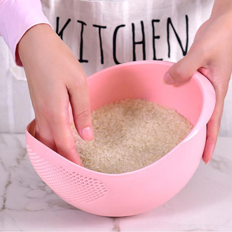 Plastic Rice Washing Bowl with Strainer Efficiently Wash Small Grains and Kitchen Gadgets