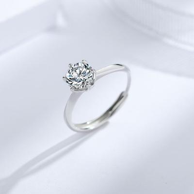 S925 Silver T Home Classic Six-Claw 50-Point Ring Women'S Guochao 2-Carat Diamond-Set Couple Ring 1-Carat Diamond Ring