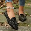 Women's French pointy head checkered flat shoes fashionable versatile commuting outdoor home temperament single shoes Le Fu shoes