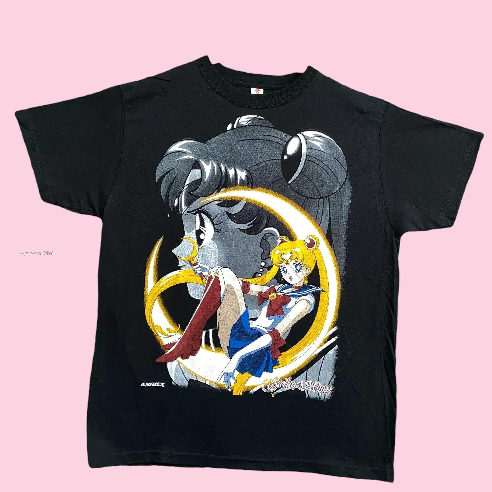 

80s Antique Anime Short Sleeve Tshirt Moon Hare Beauty Girl Warrior Animation Unisexs and Womens Short Sleeve 4XL