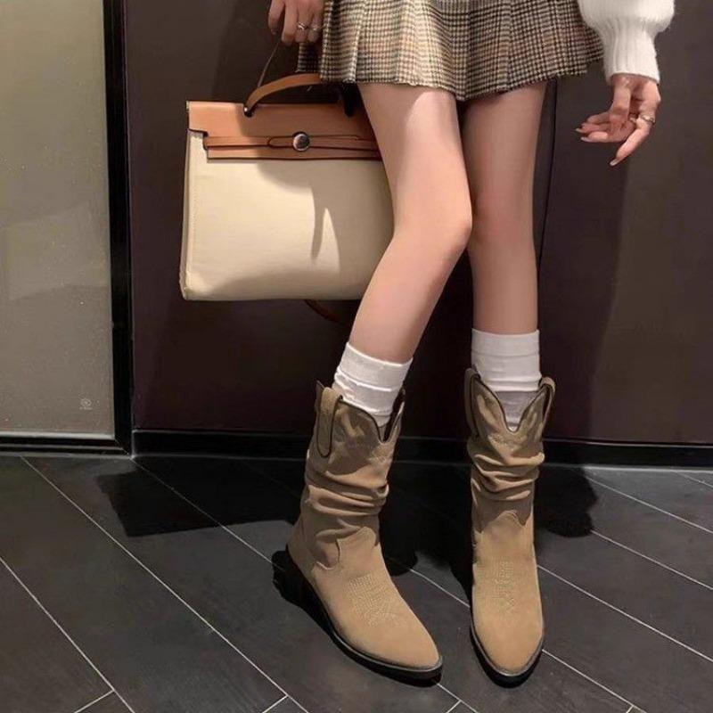 Large size embroidered sleeve fashion boots women's autumn and winter new style retro short boots women